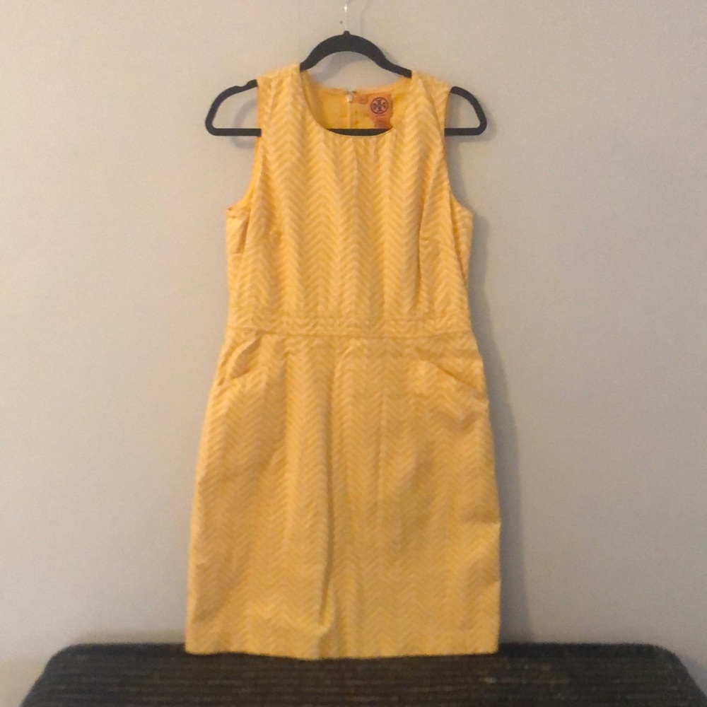 Tory Burch Dress | Yellow Herringbone Pattern | 10
